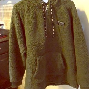 Sale!! PINK green large shepra half zip sweater